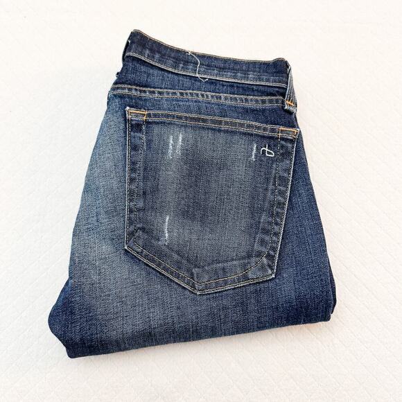 Rag & Bone The Dre Dark Wash Distressed Denim Jeans Size 23 - Picture 1 of 7